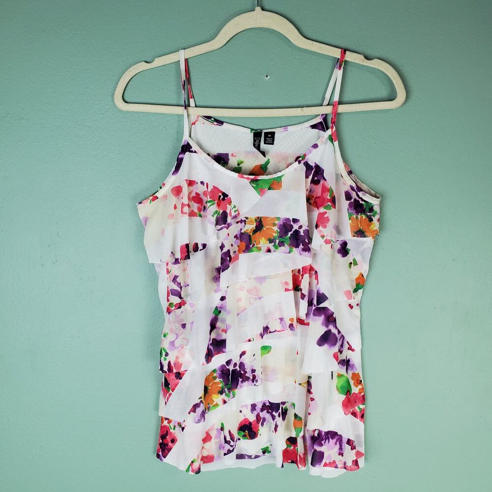 Relativity Tiered Floral Multi Color Flowy Tank Size Medium